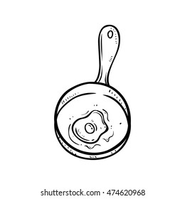 frying pan with egg using doodle art