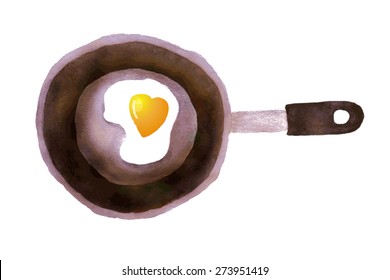 Frying pan with egg. Vector illustration