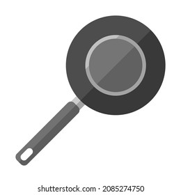 frying pan flat clipart vector illustration