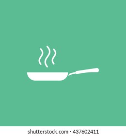 Frying Pan Flat Icon On Green Background