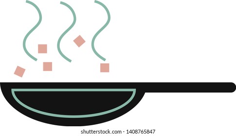 Frying pan flat illustration on white