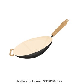 Frying pan flat vector icon isolated on white background. 