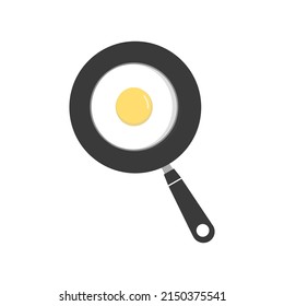Sartén frita con un icono de huevos fritos sobre fondo blanco.