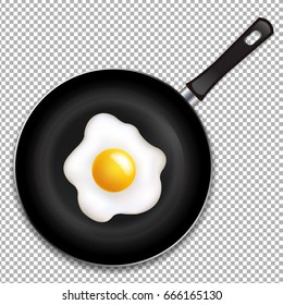 Frying Pan With Fried Eggs Isolated Gradient Mesh, Vector Illustration