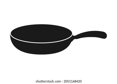 Frying pan or frypan in silhouette vector icon