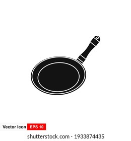 Frying pan glyph icon. Frypan. Silhouette symbol. Negative space. Vector isolated illustration