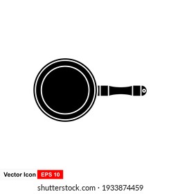 Frying pan glyph icon. Frypan. Silhouette symbol. Negative space. Vector isolated illustration