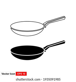 Frying pan glyph icon. Frypan. Silhouette symbol. Negative space. Vector isolated illustration