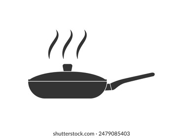 Frying pan graphic icon. Skillet signs isolated on white background. Kitchenware symbol. Vector illustration