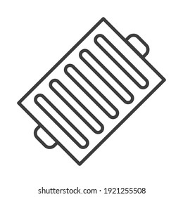 Frying pan with grill strips. Simple food icon in trendy line style isolated on white background for web apps and mobile concept. Vector Illustration. EPS10