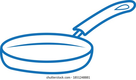 Frying pan hand drawn doodle icon. Pan for frying food. Stock vector