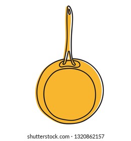 frying pan hand drawn illustration. Icon, graphic symbol, part of image design , kitchen hardware