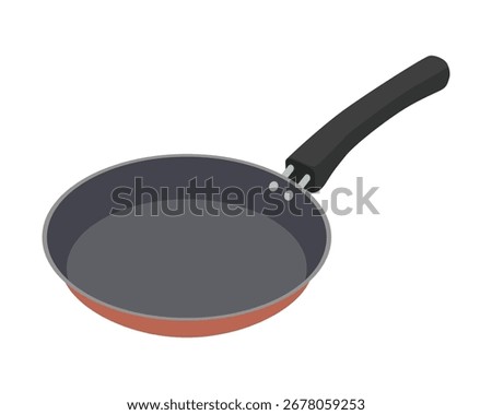 Frying pan - hand drawn isometric vector illustration.