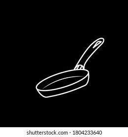 Frying pan hand drawn outline doodle icon. Pan for frying food. Stock vector