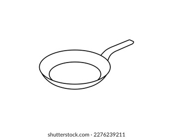 Bratpfanne handgezeichnet Umriss doodle Symbol. Pan zum Braten von Lebensmitteln auf Hitzekrevektor Skizze für den Druck, Bratpfanne Ikone, Lebensmittel gekochte lineare Zeichen einzeln auf weißem Hintergrund .