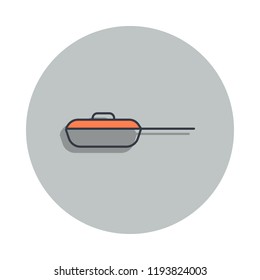 frying pan icon in badge style. One of web collection icon can be used for UI, UX