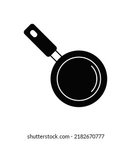 Frying pan icon in black flat glyph, filled style isolated on white background