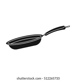 Frying pan icon in black style isolated on white background. Kitchen symbol stock vector illustration.