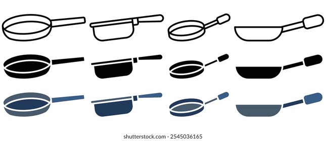 Frying pan icon collection on white background