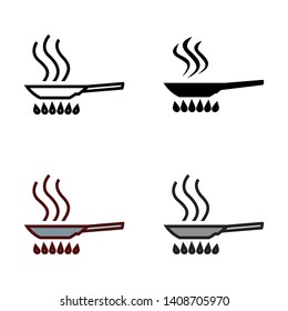 Frying Pan Icon in Different Color and Style