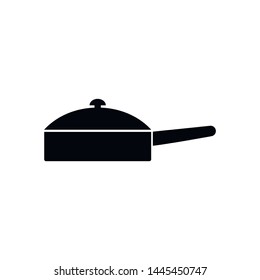 Frying pan icon. Drop shadow pictogram. Isolated skillet black illustration. Pan logo concept. Vector silhouette icon
