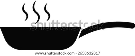 Frying Pan icon. Fire pot. Oven symbols. Food packaging cook time sign. Frying pan with long handle. kitchen branding sign
