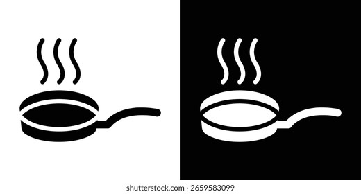 Frying pan icon in flat black solid vector set