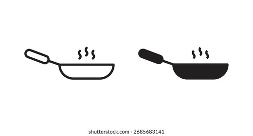 Frying pan icon flat black and white logo