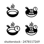 Frying pan icon in flat style. Food cooking time sign. Pan vector illustration on white isolated background