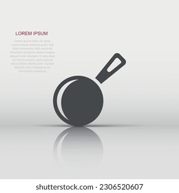 Frying pan icon in flat style. Cooking pan illustration on white isolated background. Skillet kitchen equipment business concept.