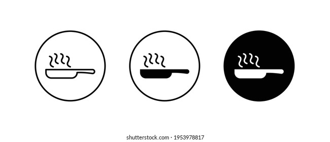 Frying pan icon, food cooked icons button, vector, sign, symbol, logo, illustration, editable stroke, flat design style isolated on white linear pictogram