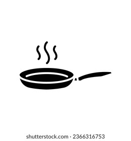 Frying pan icon. Fry or roast food symbol. food cooked. kitchenware. Stainless utensil of kitchen equipment. Solid or glyph pictogram style. vector illustration. Design on white background. EPS 10