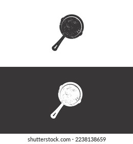 Frying pan icon with grunge effect