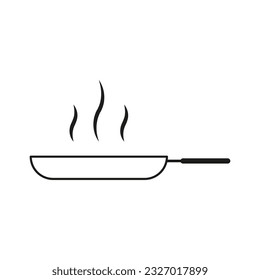 Frying pan icon. Hot pan with steam. Vector illustration. stock image.