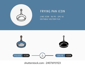 Frying Pan Icon Isolated on White Background. Skillet Hot Grill Thin Line Symbol Stock Vector Illustration For Mobile App And Web Design.