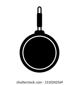 Frying Pan Icon Kitchen Cooking Tool Black Isolated Vector Illustration