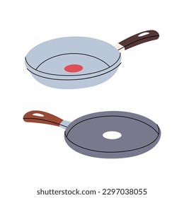 Frying pan icon. Kitchen tools silhouette. Vector illustration.