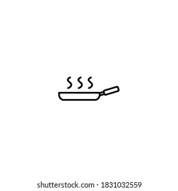 Frying pan icon. Kitchen and utensil icon. Simple, flat, black, outline.
