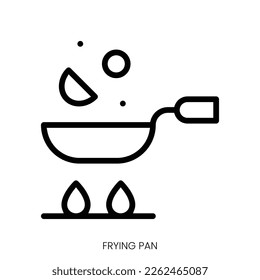 frying pan icon. Line Art Style Design Isolated On White Background