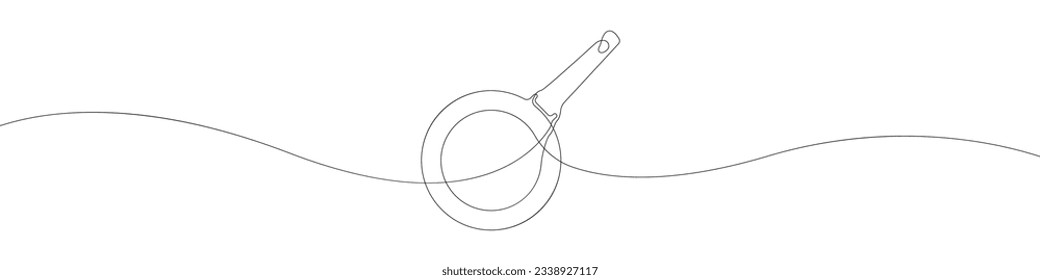 Bratpfanne Icon Linie kontinuierliche Zeichnung Vektorgrafik. Eine Zeile Bratpfanne Symbol, Vektorhintergrund. Pfanne-Ikone. Kontinuierliche Umrisslinie eines Pfannenbildes.