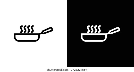 Frying pan icon logo concept in strokes