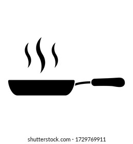 Frying pan icon in modern silhouette style design. Vector illustration isolated on white background.