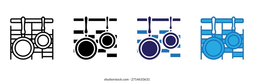 Frying Pan Icon Multi Style Vector Illustration