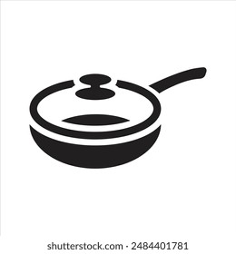 Frying pan icon. Non-stick frying pan with lid icon