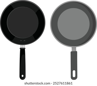 Frying pan icon. Non-stick frying pan with lid. Vector icon isolated on white background. frying pan black and gray two different style vectors on white background .Non-stick frying pan with lid icon.