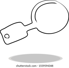 Frying pan icon on white background, flat design, hand drawing. Illustration cooking utensils, contour of symbol black