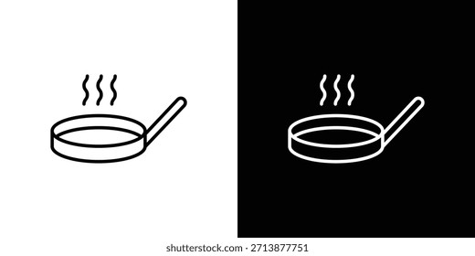 Piktogramm mit Umriss des Bratpfannensymbols einzeln auf Weiß. Vektorsymbol-Form.