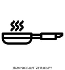 Frying pan icon in outline style. Line art