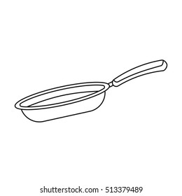 Frying pan icon in outline style isolated on white background. Kitchen symbol stock vector illustration.
