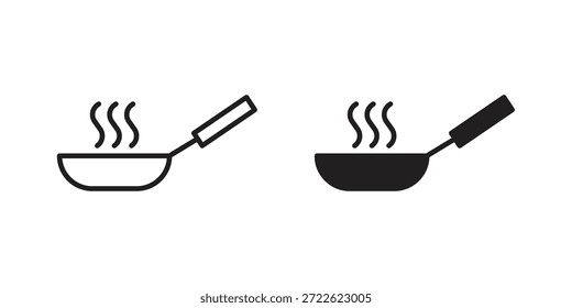 Piktogramm mit Bratpfanne im trendigen Umrissstil. Symbol, Zeichen oder Symbol.